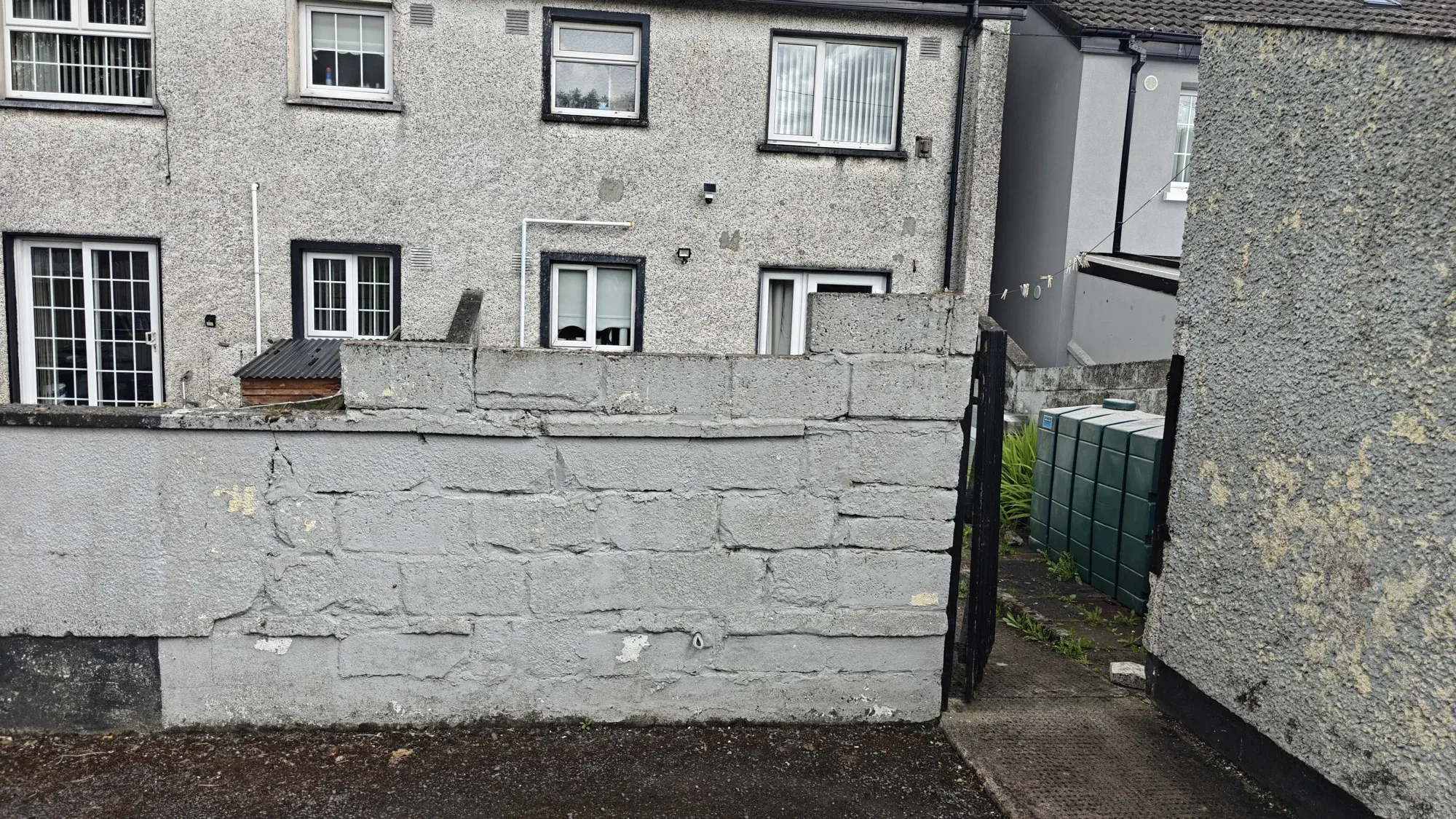 Block Wall Construction with Render Finish, Before